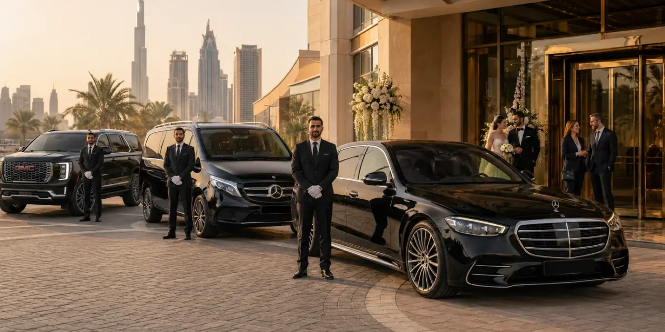 Luxury chauffeur-driven fleet for weddings, events and corporate roadshows in Dubai