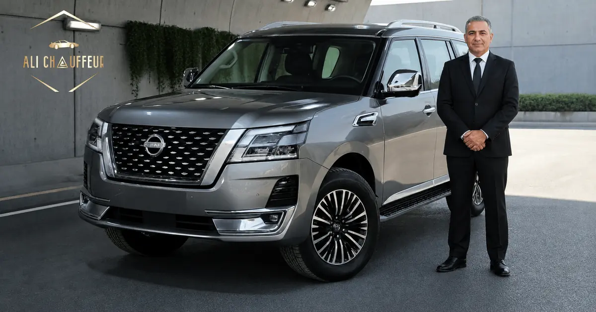 Nissan Patrol chauffeur service in Dubai with a professional driver