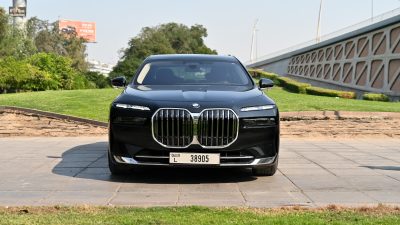 BMW 7 Series with driver in Dubai exterior